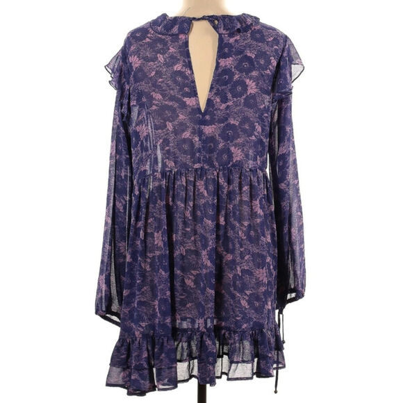 Free People These Dreams Large Purple Long Sleeve Dress - Picture 3 of 8